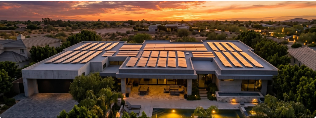 Instalación fotovoltaica Smartfot al atardecer